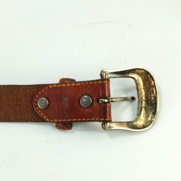 Vintage Western Leather Rodeo Belt With Silver Medallions Womans S/M............ main image 14